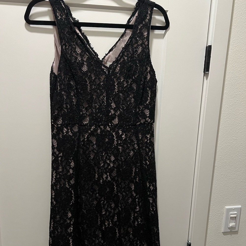 Loft Elegant Black Lace Overlay Dress